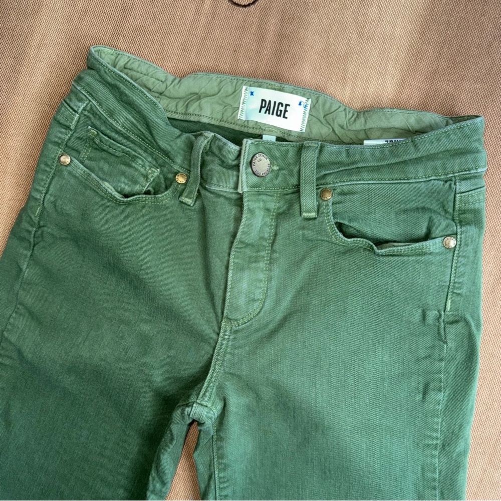 PAIGE Hoxton High Rise Skinny Zippered Ankle Length In Botanic Green Size 26 - Picture 6 of 15